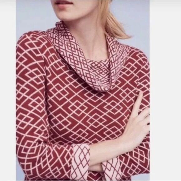 Anthropologie Moth Galena Cowl Neck Sweater Tunic Alpaca Blend Small - Picture 2 of 7